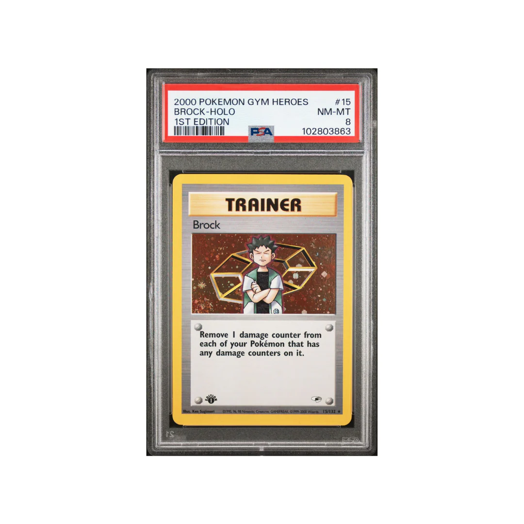2000 Gym Heroes - Brock 1st Edition - PSA 8